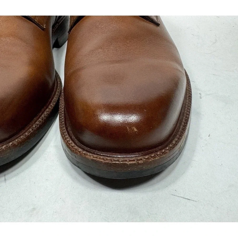 Beckett Simonon Dunham Derby Brown Leather Plain Toe Dress Shoes Mens 13 11983